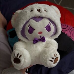 Kuromi in white polar bear outfit plush